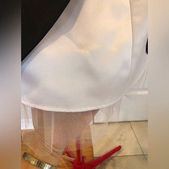 90s Y2K Betsy & Adam Satin Black And White Mini Dress Built In Petticoat - Picture 6 of 11